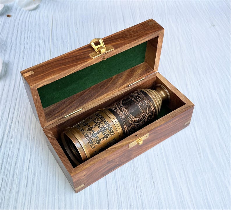 Personalized Telescope Gift for Dad with Nautical Decor Background