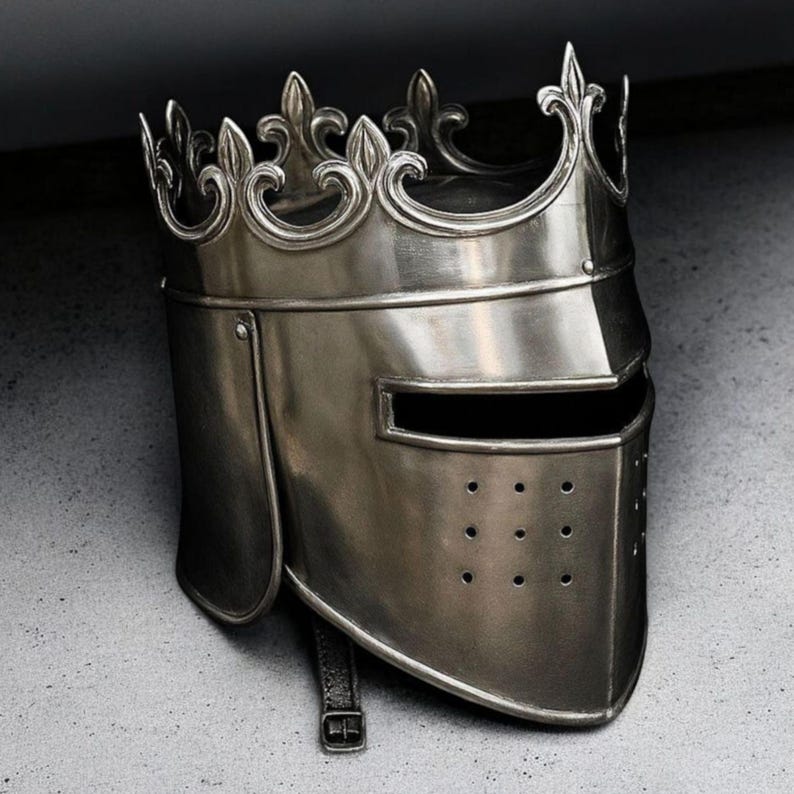 Medieval Queen/King Crown Helmet – Wearable Steel Armor for LARP & Cosplay