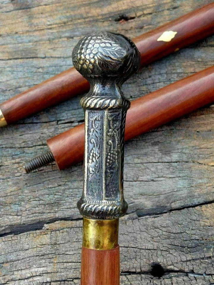 Indian rosewood nautical walking cane with two-section dismantle design