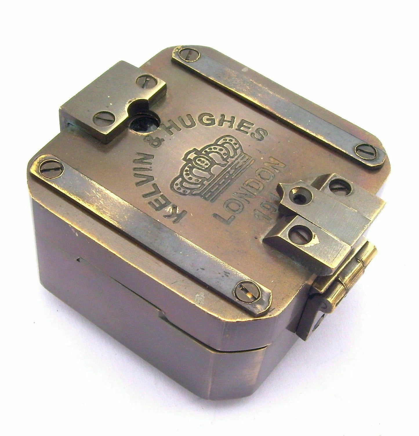 Kelvin & Hughes 1917 antique brass maritime compass by Artisans Hub