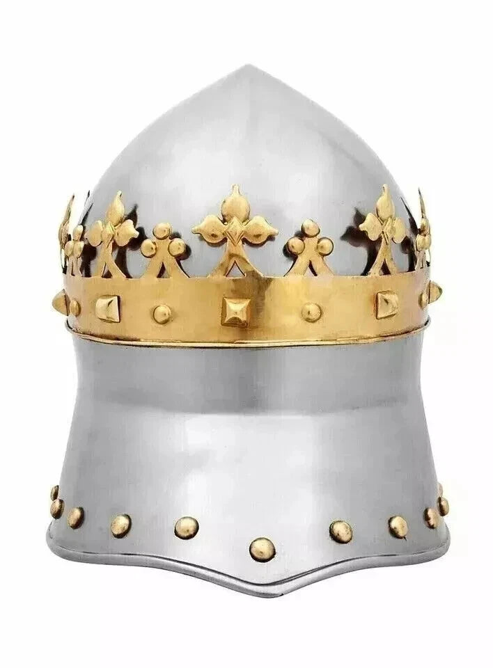 Detailed knight crown helmet for medieval armor cosplay and collectible gift by Artisans Hub