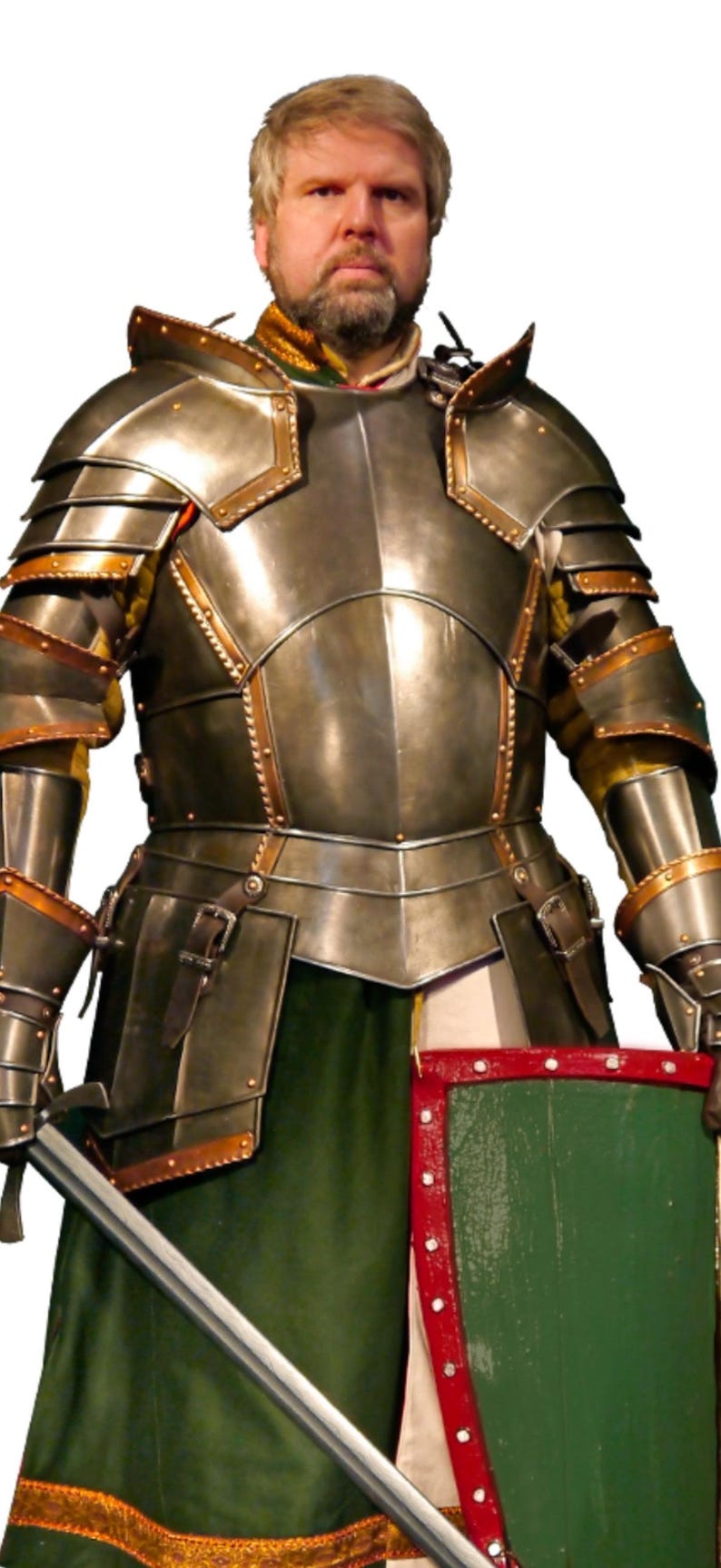 Knight Warrior Cosplay Armor side profile showing arm and leg protection