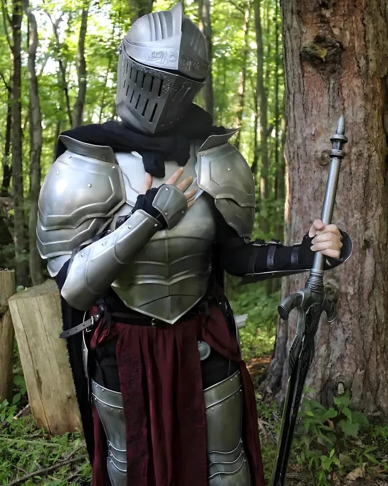 Front view of Women’s Elven Medieval Armor – Wearable Steel Suit for Cosplay and LARP by Artisans Hub