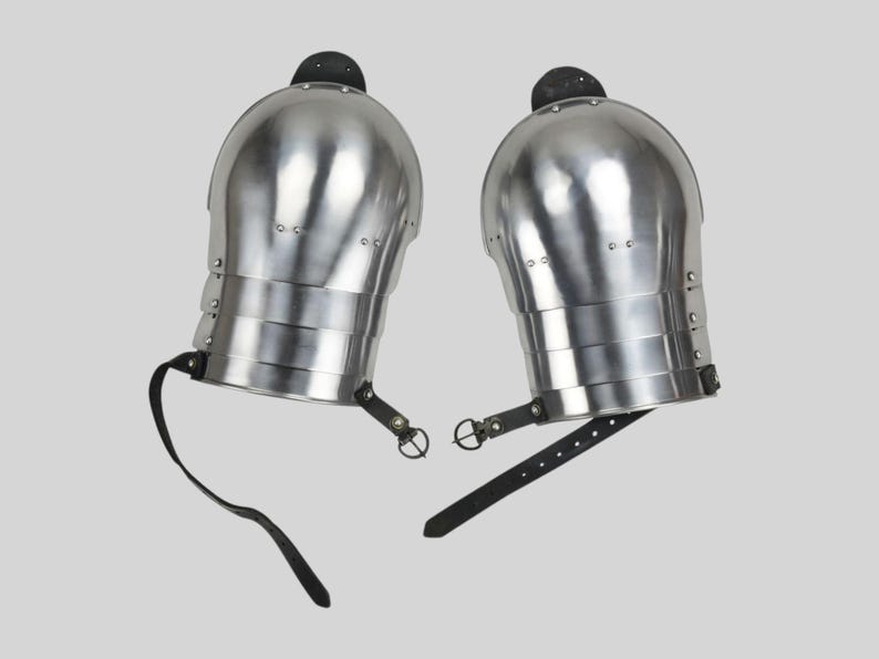 Lady shoulder armor set made of polished medieval steel for cosplay and LARP