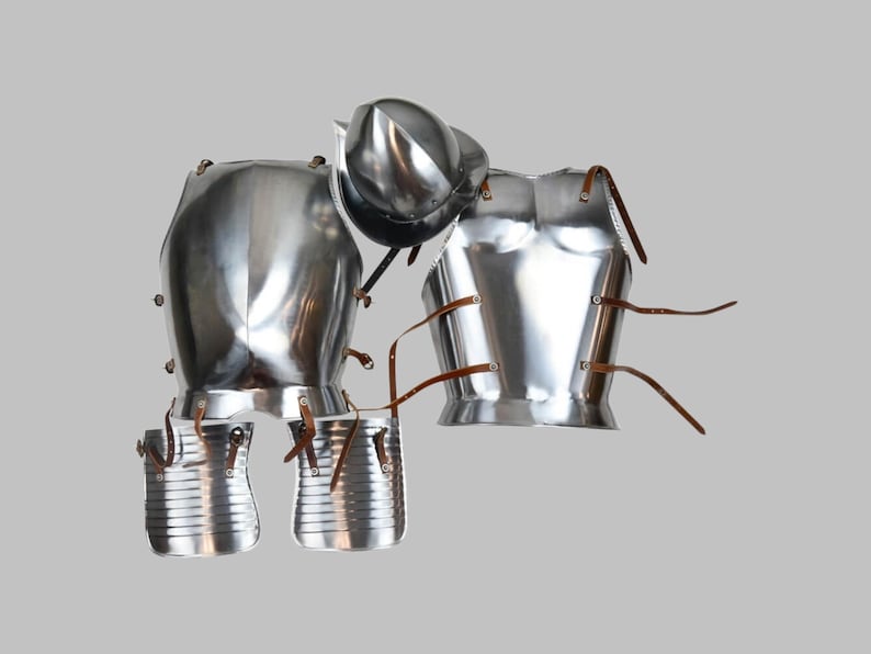LARP cosplay breastplate armor with silver finish for Halloween costume and reenactments