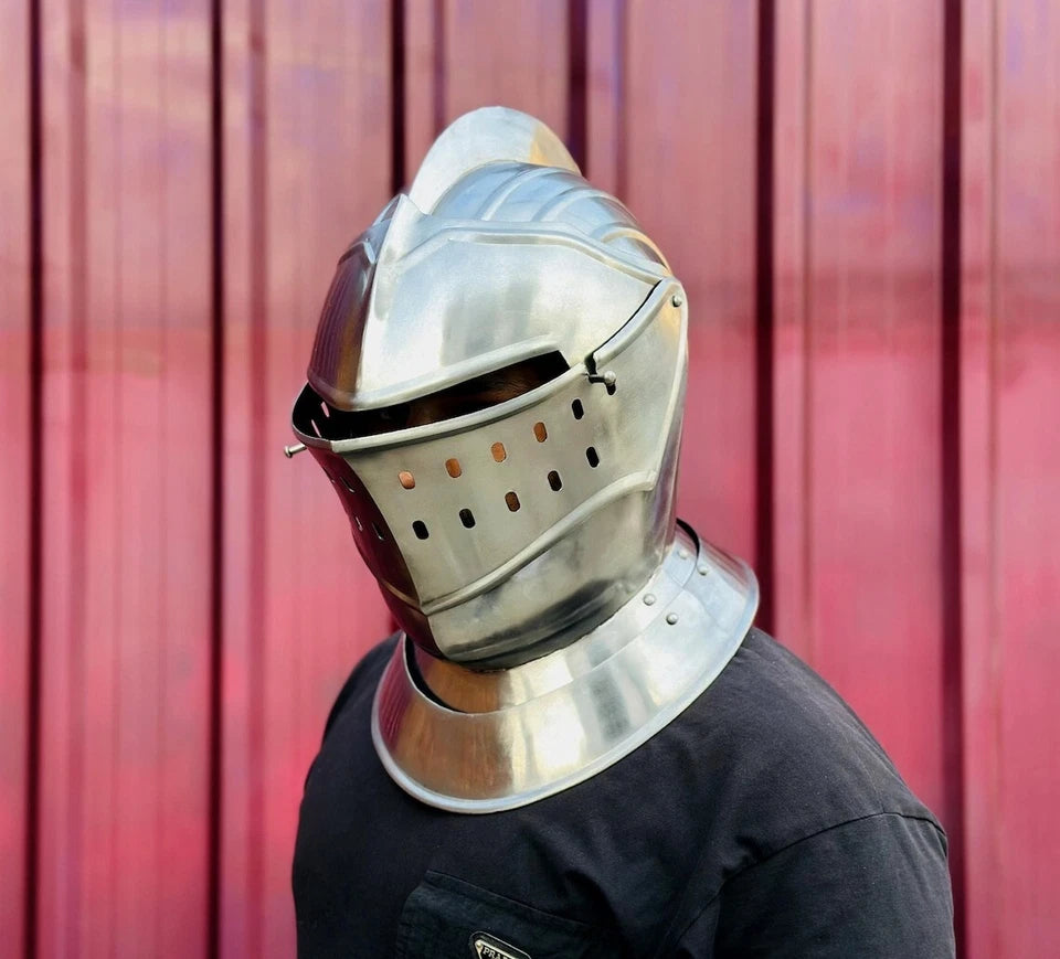 Adjustable strap inside the knight helmet designed for LARP and cosplay