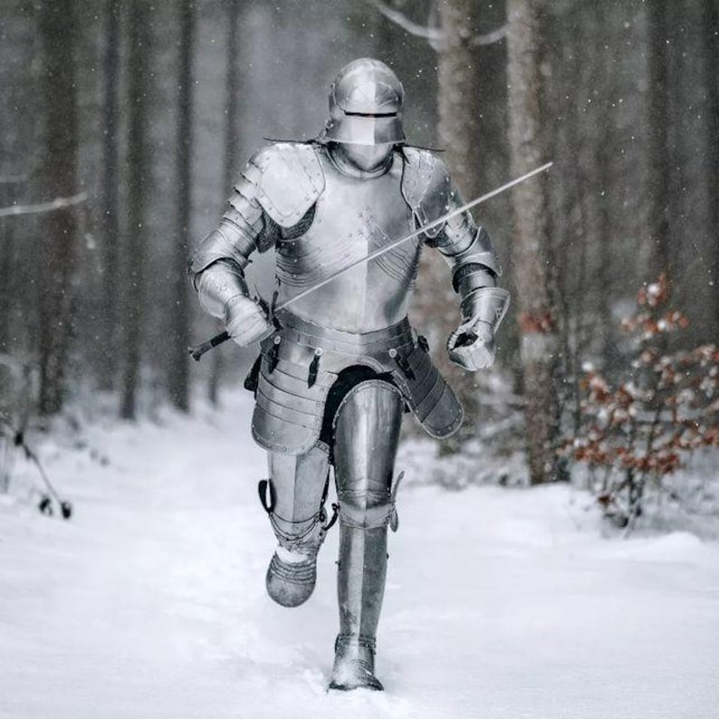 Gothic plate armor ideal for LARP, cosplay, and SCA combat events.