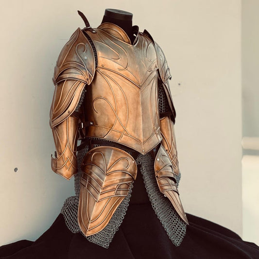 LARP Elven costume featuring detailed half body armor for fantasy battle