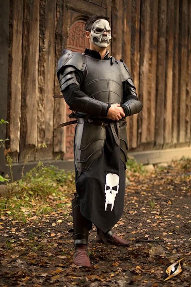 Side profile of full body LARP armor suit for cosplay and roleplay events