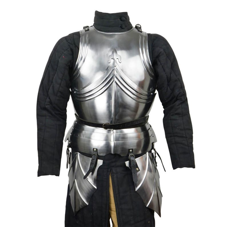 Late medieval Gothic cuirass with tassets and steel breastplate for cosplay and LARP armor
