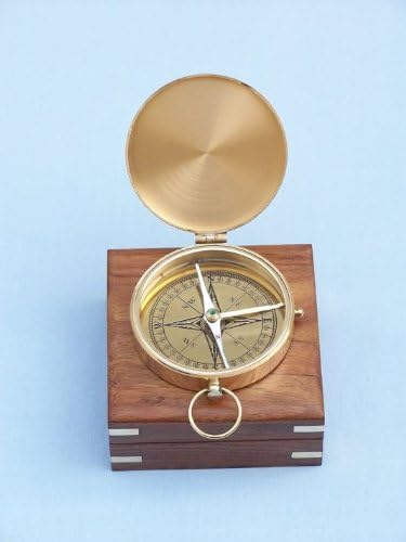 Luxury Hampton Nautical brass compass with rosewood box, perfect gift for gentlemen