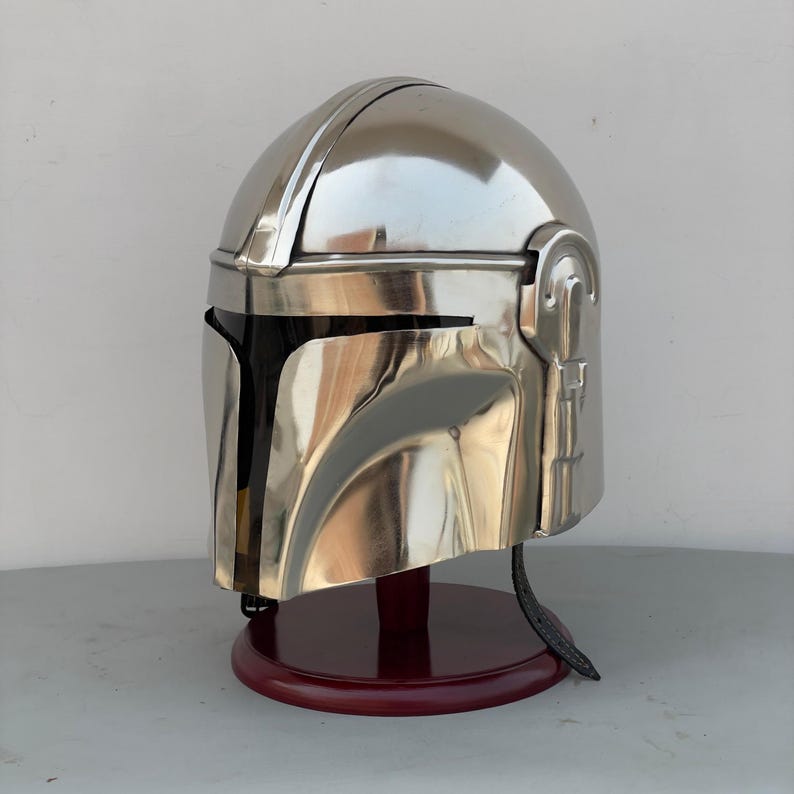 Side view of The Mandalorian Helmet Boba Fett prop for cosplay and costume events