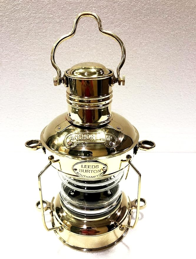 Maritime collectible electric ship lamp used as a decorative lighting piece in nautical-themed room