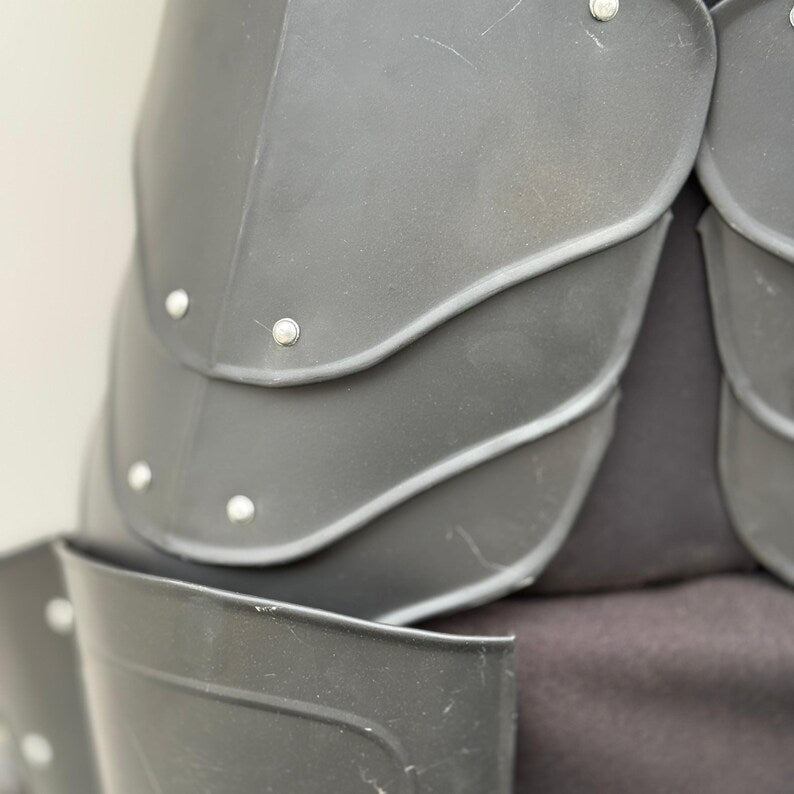 Medieval display armor – black undead knight suit arranged for decorative use