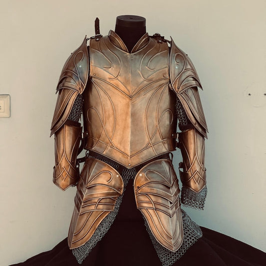 Front view of Medieval Elven Cuirass Armor for LARP and cosplay