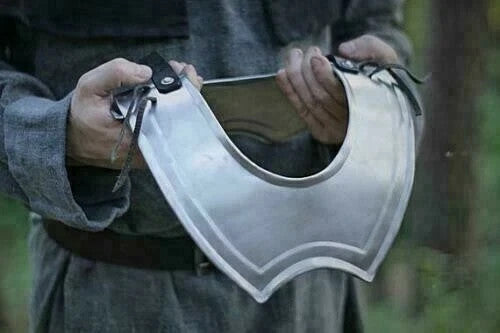 Close-Up of Detailing on Medieval Viking Gorget and Pauldrons Armor – Artisans Hub