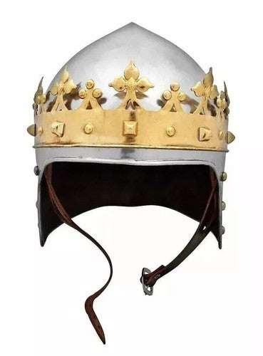Medieval Knight Crown Helmet made from high-quality 18 gauge steel by Artisans Hub