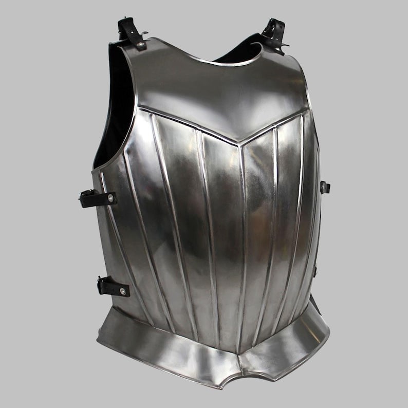 Medieval knight fluted Gothic cuirass armor with steel breastplate for LARP and cosplay