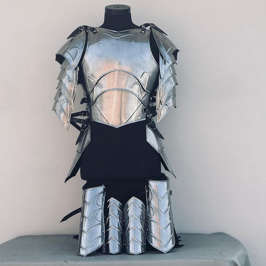 Front view of Medieval Knight Lady Half Body Armor with female cuirass and tassets