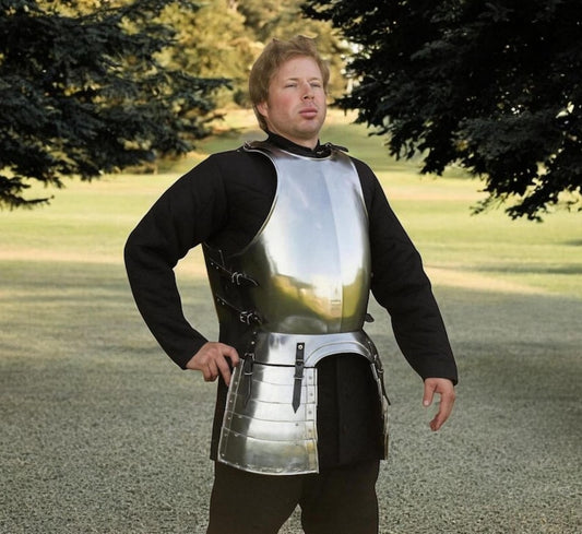 Medieval knight steel breastplate armor with tassets for LARP and Renaissance fairs
