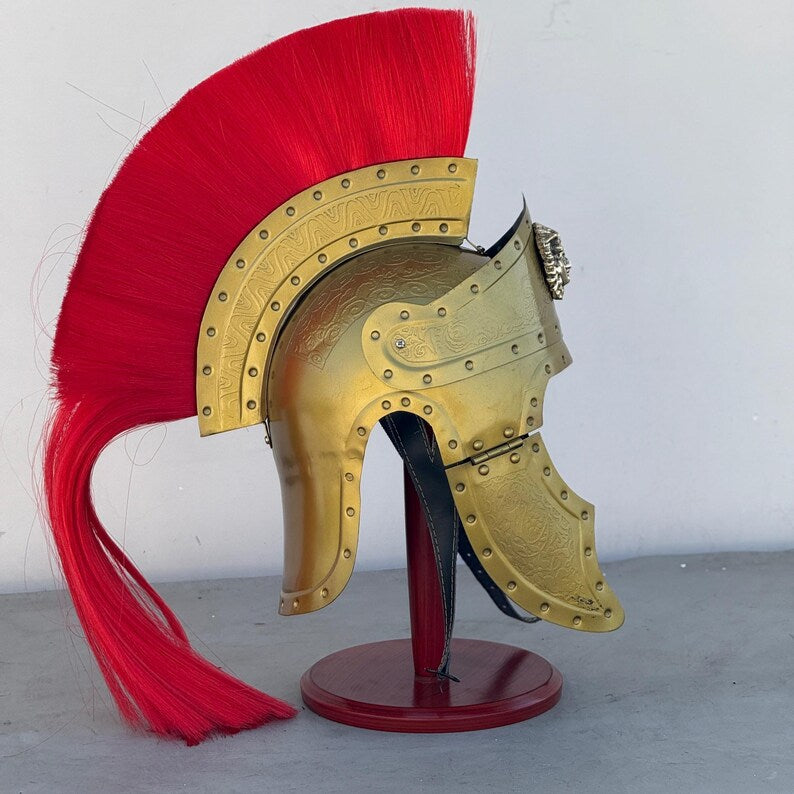 Medieval Roman Emperors Praetorian Guard Helmet worn as LARP costume accessory with authentic steel finish