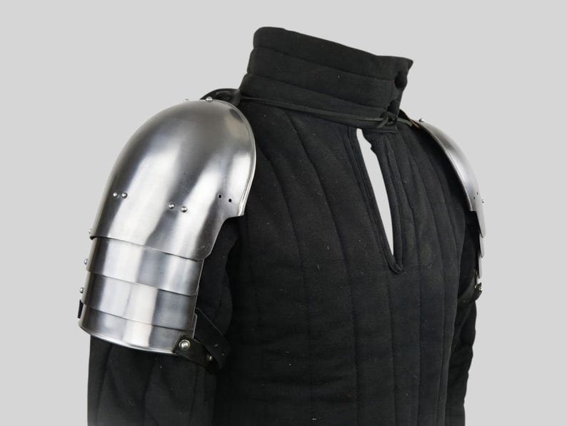 Medieval steel pauldrons armor set for LARP and cosplay costumes