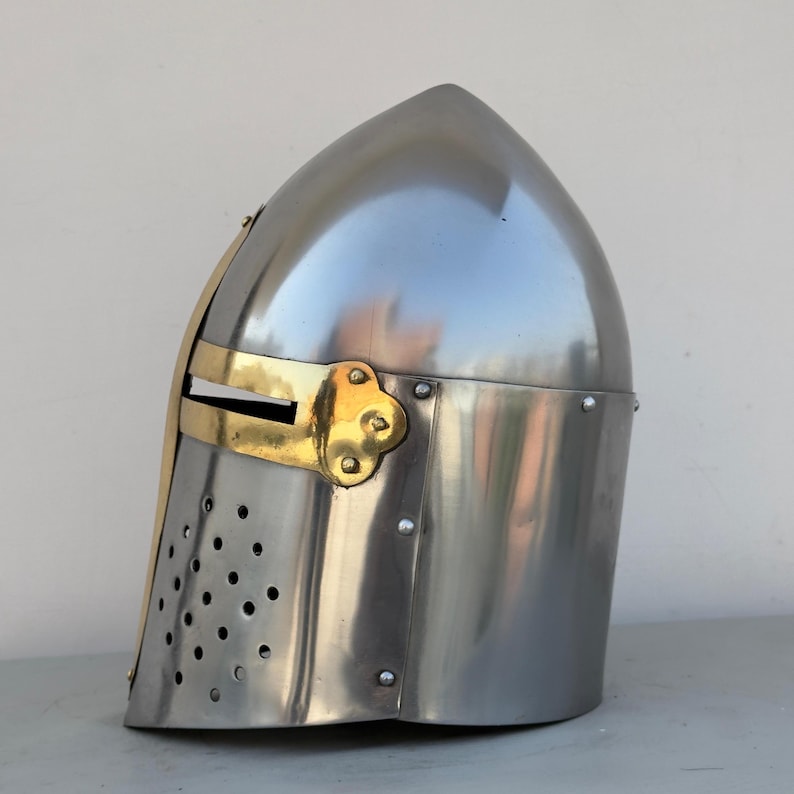 Side view of Medieval Sugarloaf Helmet - Ideal for Cosplay, Roleplay, and Historical Displays