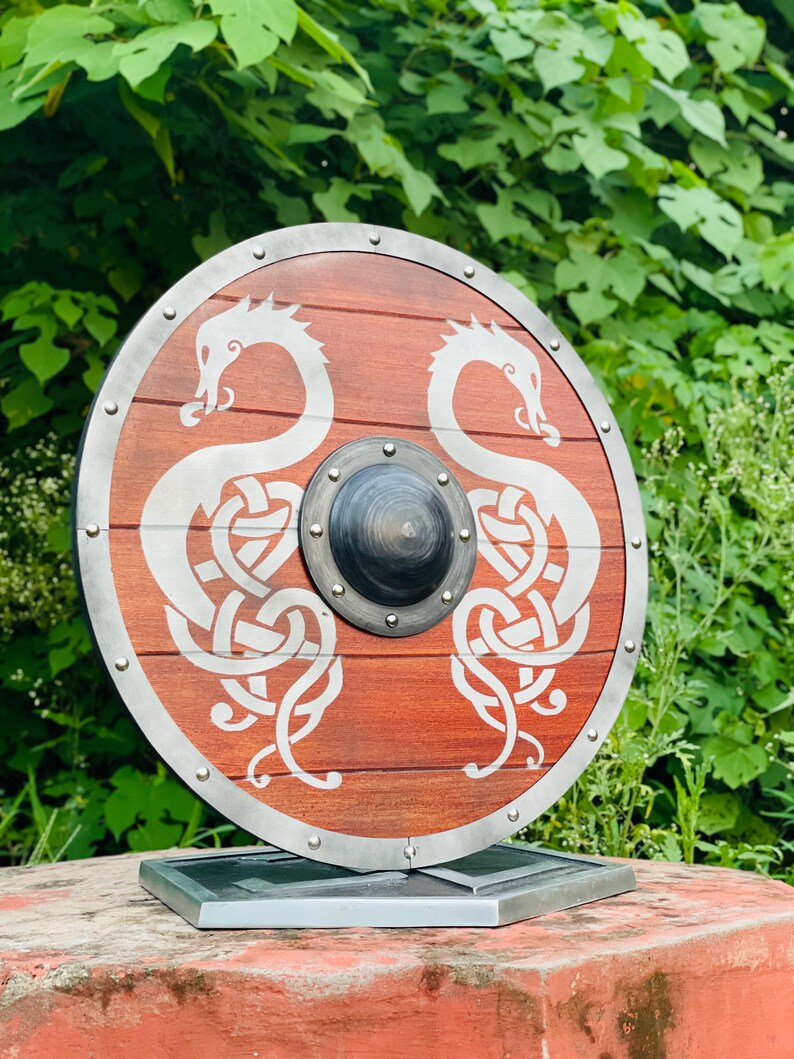 Authentic Medieval Viking Warrior Shield with aged battle finis
