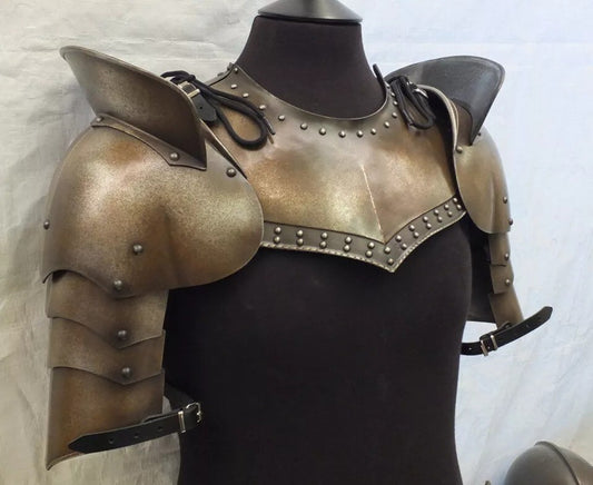 Side View of Pauldrons and Shoulder Gorget Armor – Medieval Knight Cosplay by Artisans Hub