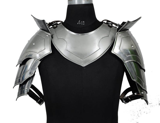 Men's Medieval Knight Pauldrons and Gorget Armor Set
