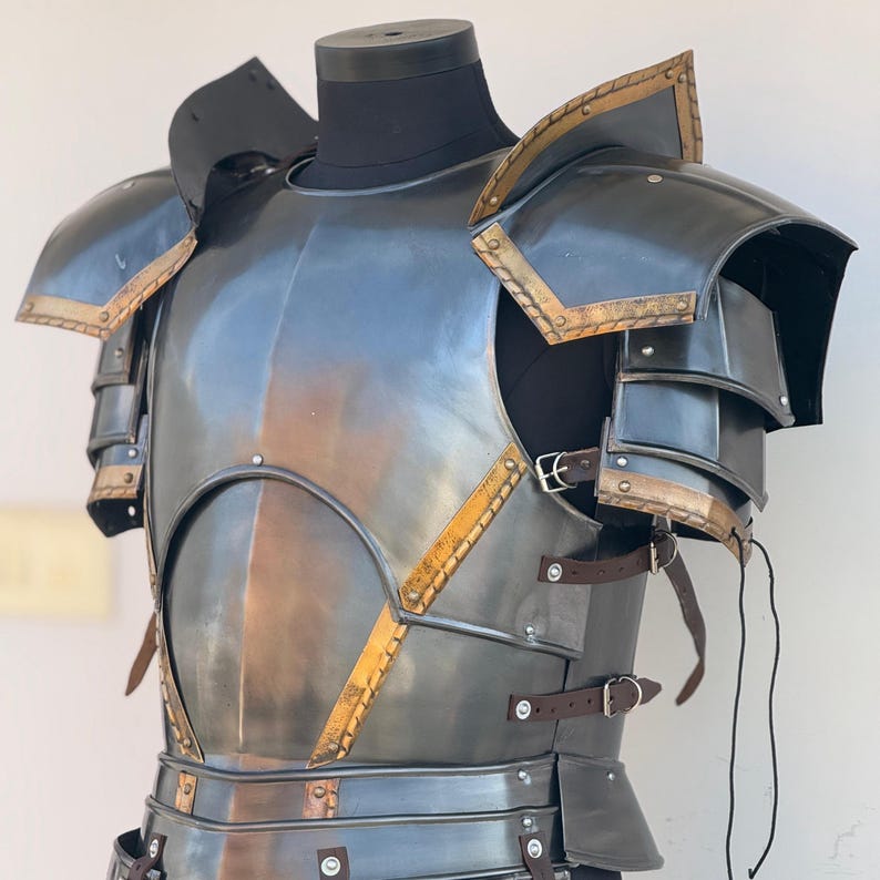 Close-up of Moria Dwarf cosplay armor finish and rolled edge detailing