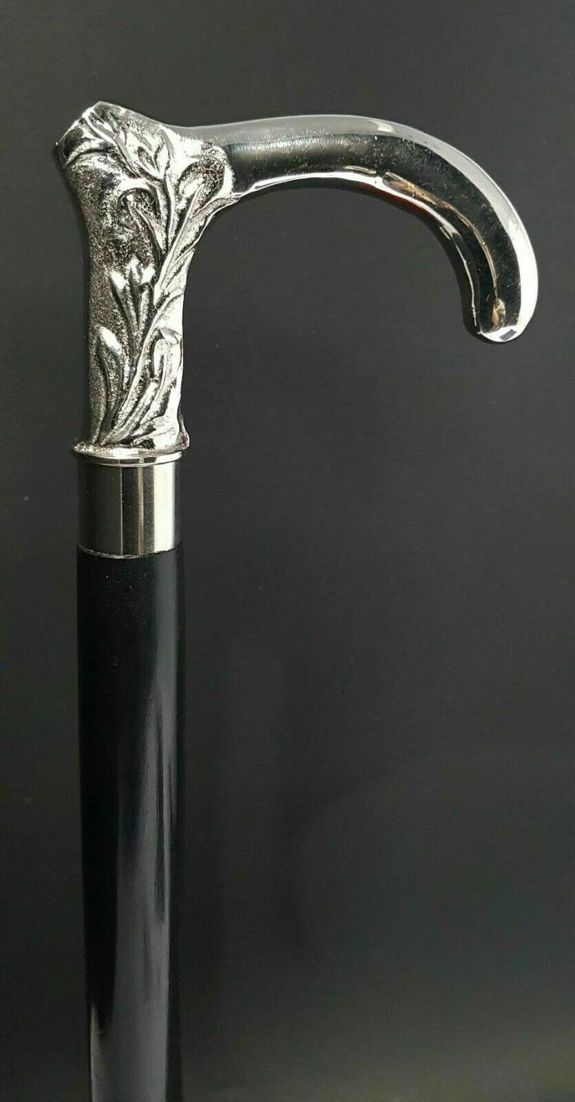 Nautical brass silver head Victorian walking stick wooden cane gift