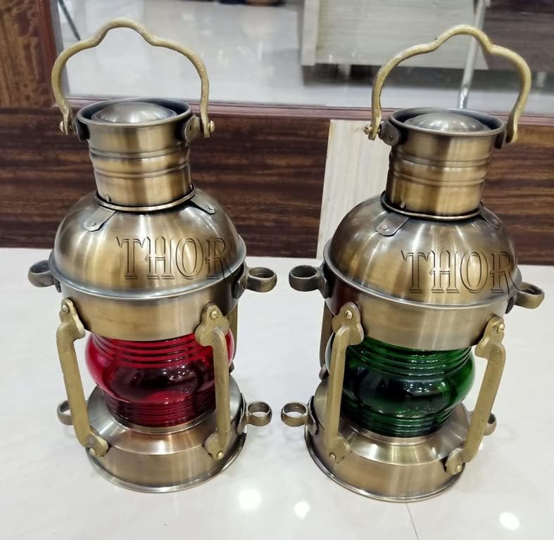 Nautical maritime ship lantern wall hanging light with antique brass finish