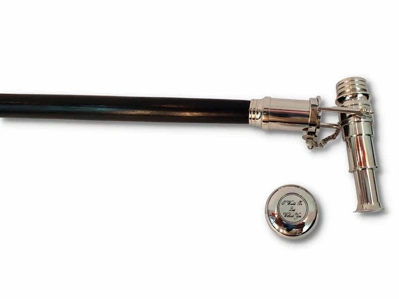 Nautical walking stick 37 inch with brass handle and chrome finish