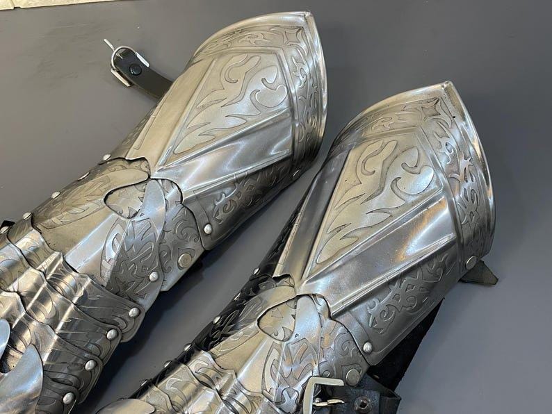 Inside view of Nazgul fantasy armor gloves showing soft leather lining and craftsmanship
