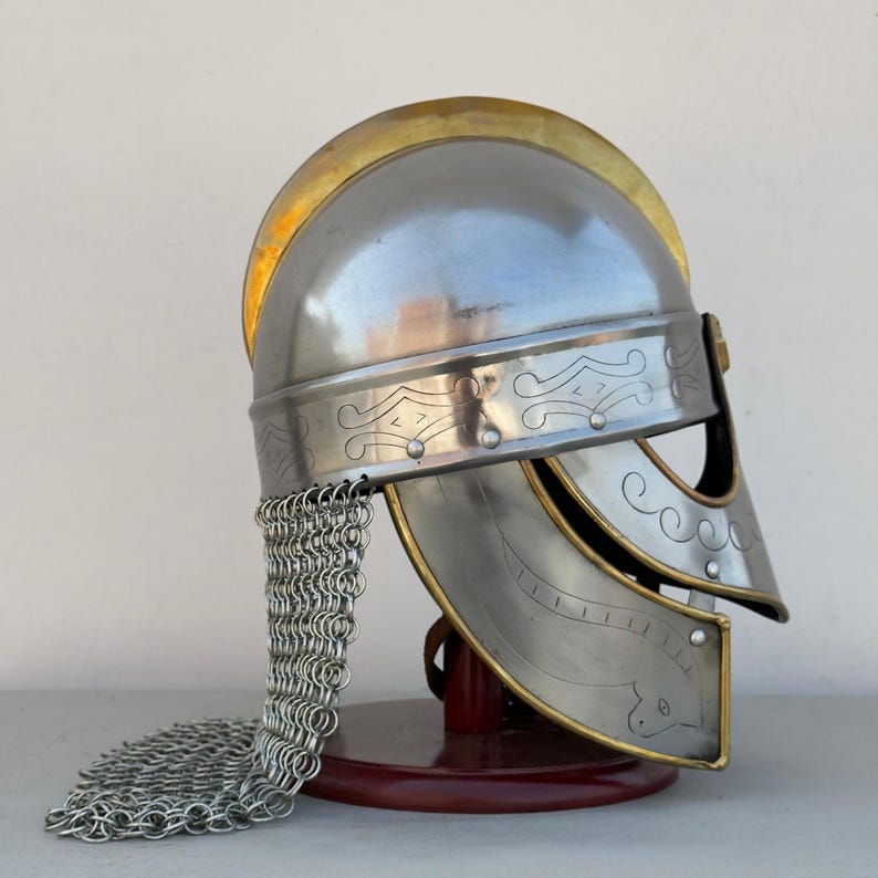 Norse Viking chainmail helmet designed for LARP and fantasy roleplay costume