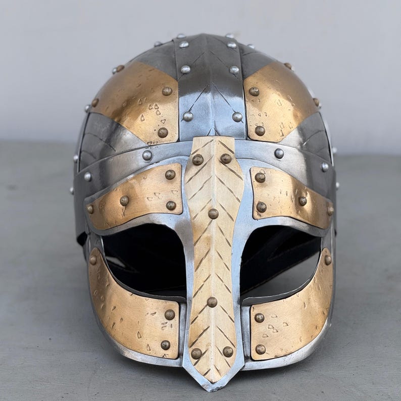 Norse Viking Helmet side profile showcasing detailed medieval knight design