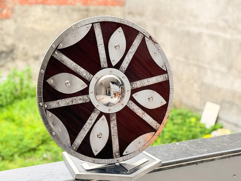 Norse Wooden Shield – Durable Warrior Shield with Battleworn Finish for Medieval Reenactments