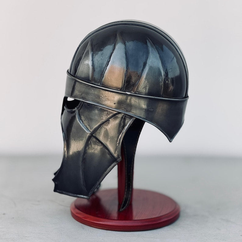 Polished steel fantasy Viking helmet with rust-resistant finish