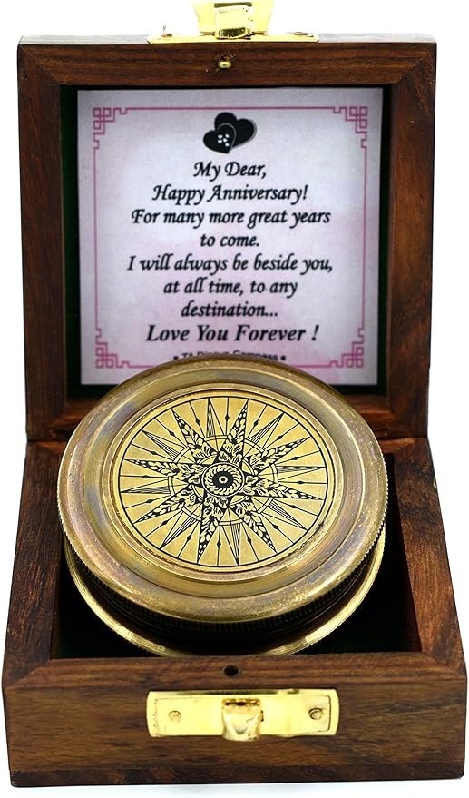 Portable brass compass engraved with 'I Will Guide You' Psalm 32:8 - Ideal religious gift for outdoor adventures