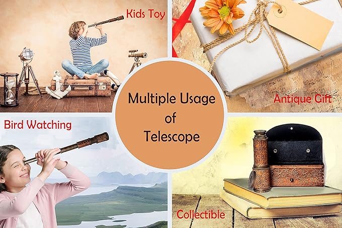 Portable monocular telescope showing zoom function and classic detailing