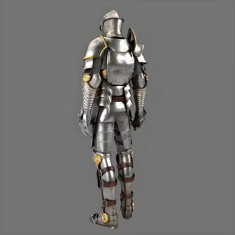 Back view of Handmade Medieval Knight Armor – Full Body LARP and Cosplay Suit by Artisans Hub