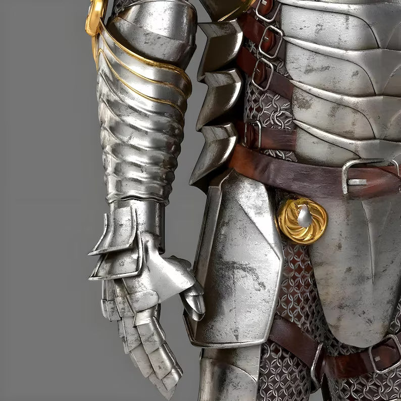Steel gauntlets and gloves of the Medieval Full Body Armor Suit – Articulated and Wearable by Artisans Hub