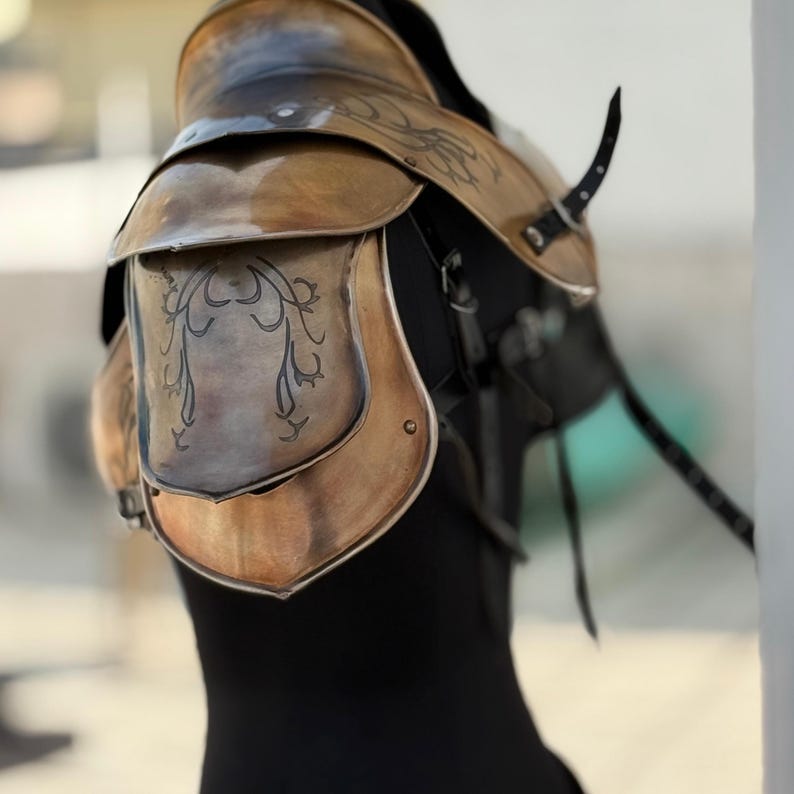 Back view of Queen of the Elven polished steel lady armor suit, perfect for cosplay and reenactments
