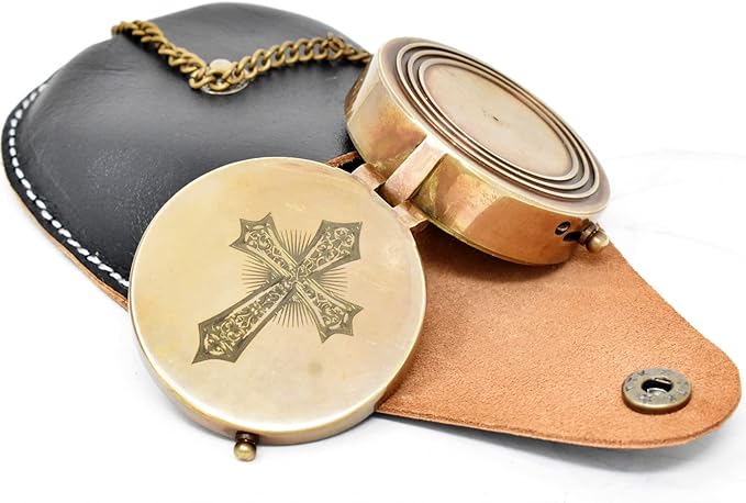 Inspirational Christian gift compass, perfect for baptism, confirmation, or missionary journeys.