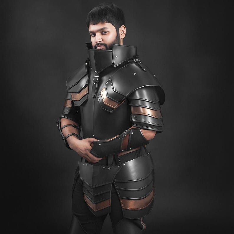 Medieval Templar Knight Armor Set with gorget and greaves worn for Renaissance Faire events