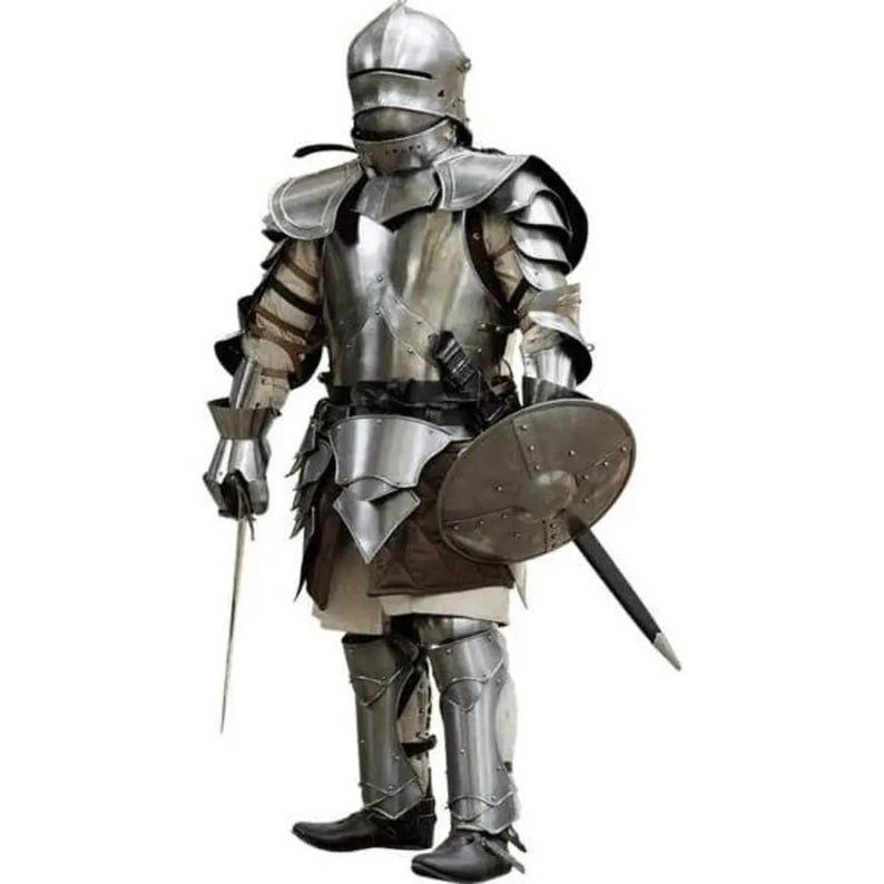 Complete Rikomer armor set with included shield, ideal for cosplay, medieval reenactments, or LARP events.