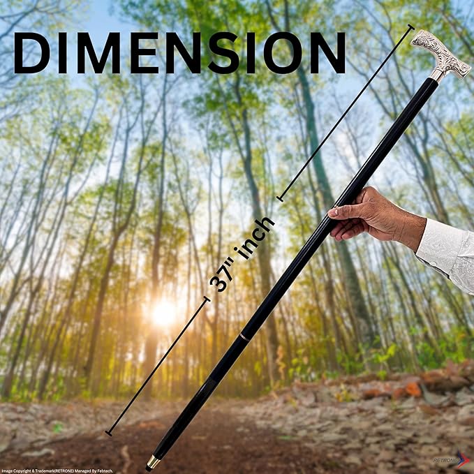 Walking cane with rosewood shaft and sleek chrome finish