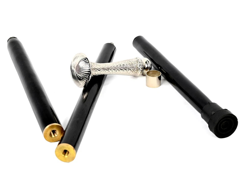 Rubber tip brass nautical walking stick wooden cane for better grip and safety