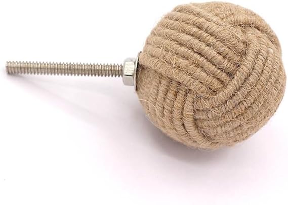 Rustic jute rope cabinet pulls with knot design for drawers and cupboards